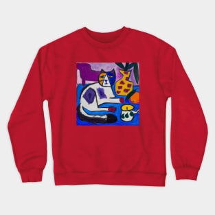 Colorful Cat Painting in the style of Henri Matisse Crewneck Sweatshirt